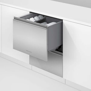 Fisher & Paykel Series 9 24 in. Smart Double Drawer with Top Control, 42 dBa Sound Level & Pocket - Stainless Steel, , hires