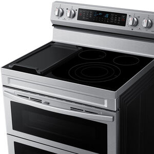 Samsung 30 in. 6.3 cu. ft. Smart Air Fry Standard Convection Double Oven Electric Range with Radiant Burners & Griddle - Stainless Steel, Stainless Steel, hires