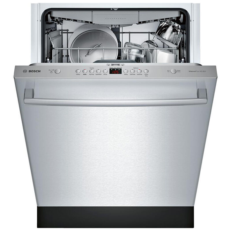 Bosch 100 Series 24 in. Built-In Dishwasher with Top Control, 48 dBA Sound Level, 15 Place Settings, 5 Wash Cycles & Sanitize Cycle - Stainless Steel, Stainless Steel, hires