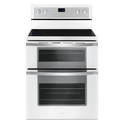 Whirlpool 30 in. 6.7 cu. ft. Double Oven Freestanding Electric Range with 5 Smoothtop Burners - White Ice | WGE745C0FH