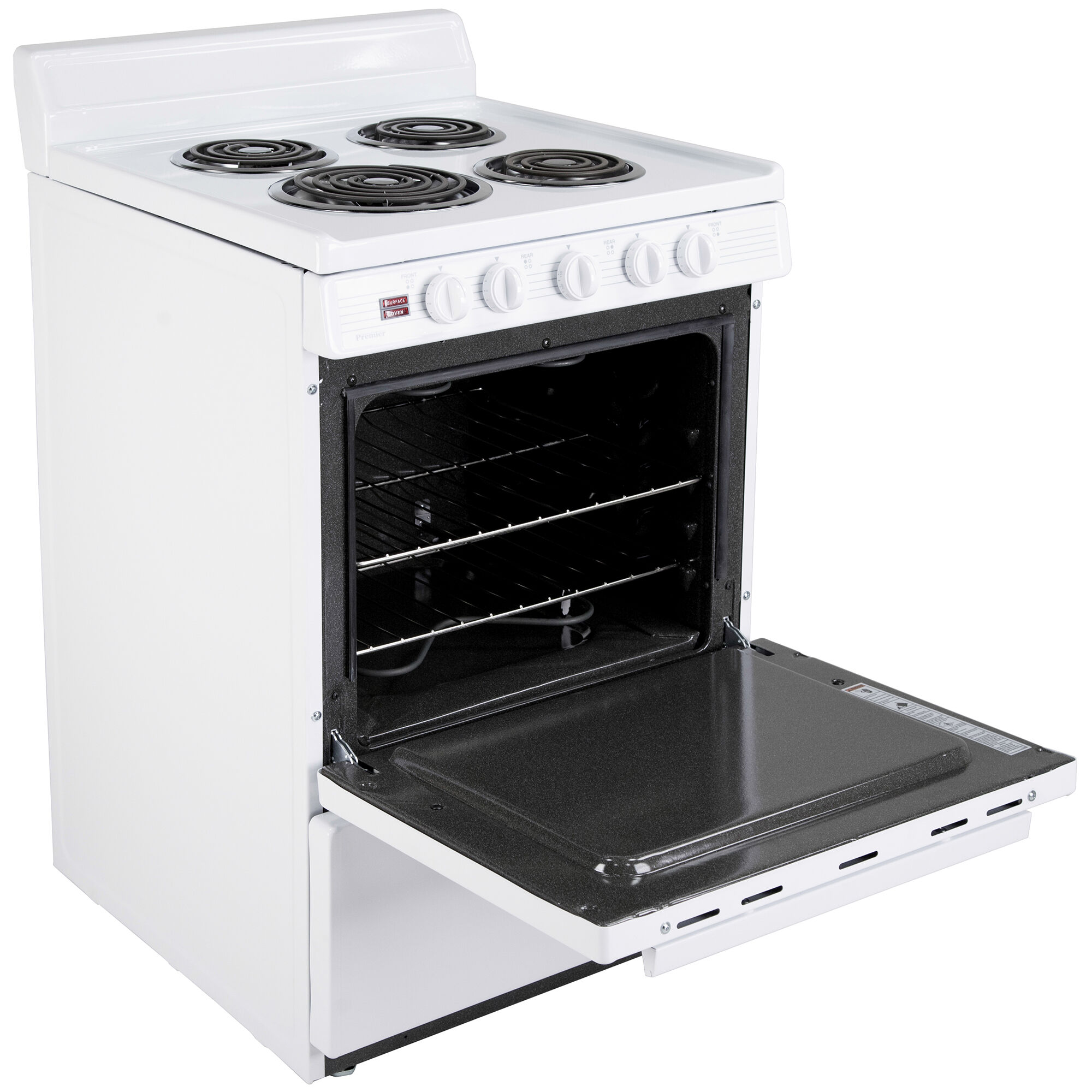 Premier 24 in. 3.0 cu. ft. Oven Freestanding Electric Range with 4 Coil Burners White