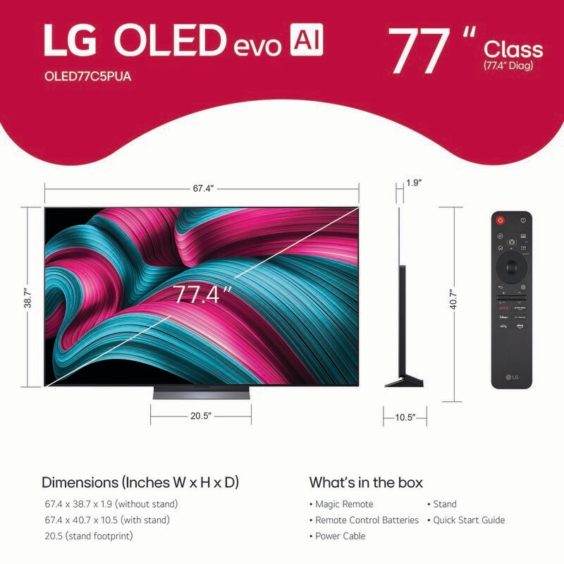 LG - 77" Class C5 Series OLED evo 4K UHD Smart webOS TV, , hires