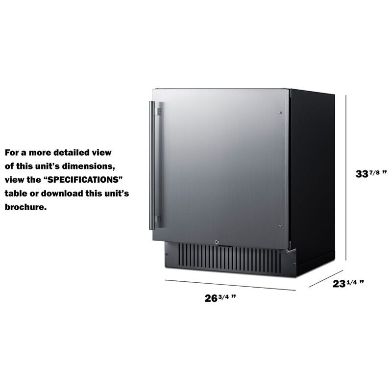 Summit 27 in. 4.9 cu. ft. Undercounter Refrigerator - Stainless Steel, , hires