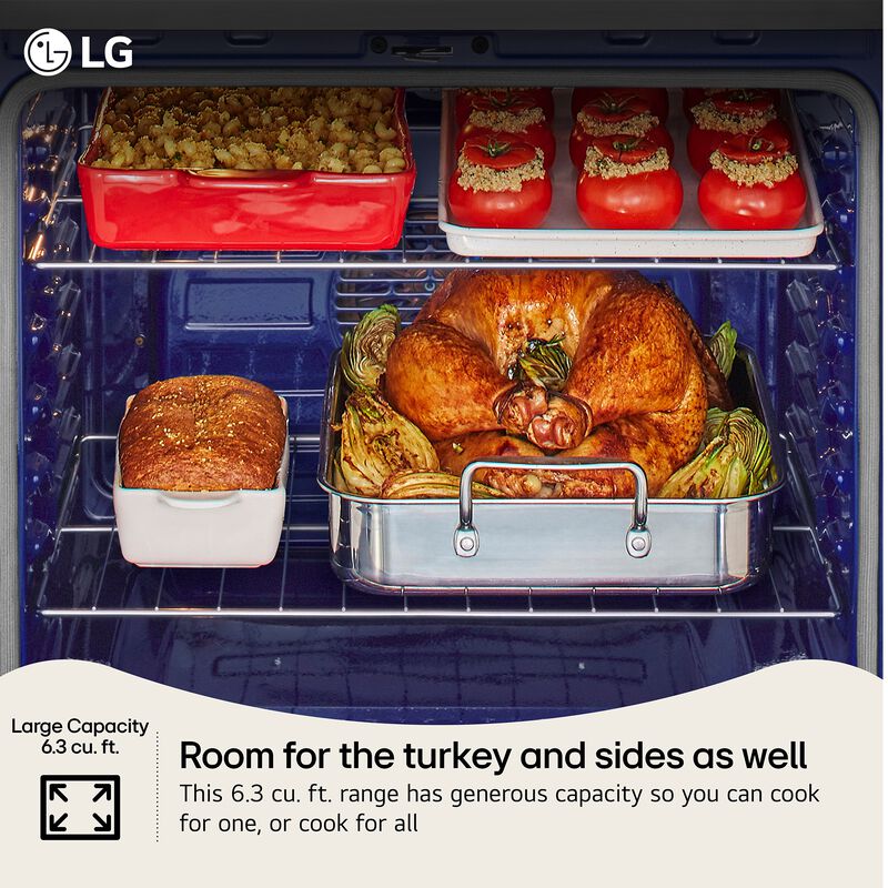 LG 30 in. 6.3 cu. ft. Smart Air-Fry True European Convection Electric Range with Radiant Burners - Black Stainless Steel, , hires