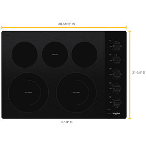 Whirlpool 30 in. 5-Burner Electric Cooktop with Simmer Burner & Power Burner - Black, Black, hires