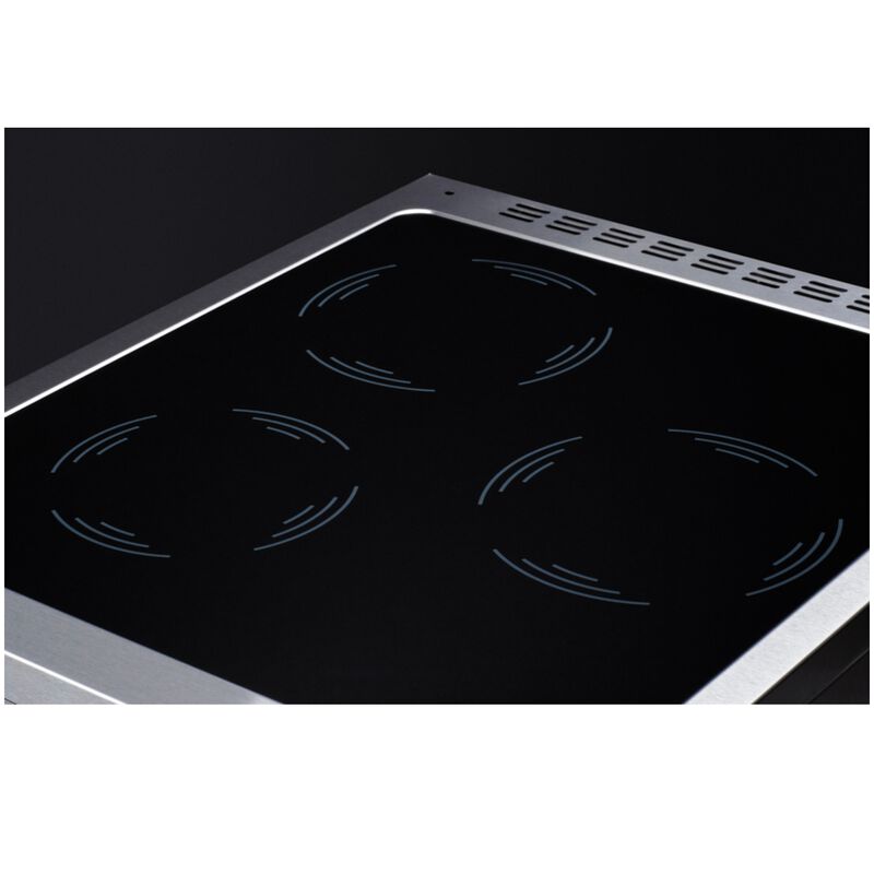 Summit 20 in. 2.0 cu. ft. Standard Convection Slide-In Electric Range with 3 Induction Burners - Stainless Steel, Stainless Steel, hires