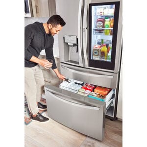 LG InstaView 36 in. 22.5 cu. ft. Smart Counter Depth 4-Door French Door Refrigerator with Ice & Water Dispenser - PrintProof Stainless Steel, PrintProof Stainless Steel, hires