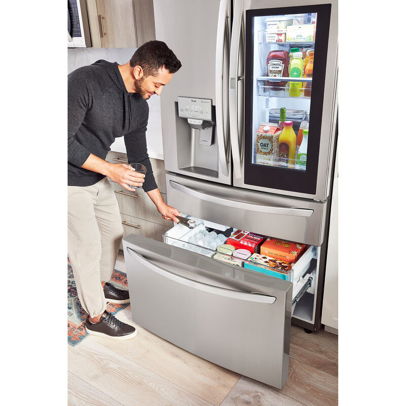 LG InstaView 36 in. 22.5 cu. ft. Smart Counter Depth 4-Door French Door Refrigerator with Ice & Water Dispenser - PrintProof Stainless Steel, PrintProof Stainless Steel, hires