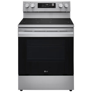LG 30 in. 6.3 cu. ft. Smart Air-Fry True European Convection Electric Range with 4 Induction Burners - Stainless Steel, , hires