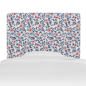 Skyline Furniture Kids Printed Cotton Fabric Twin Size Headboard-Fiona Floral Porcelain Blush-Navy, , hires