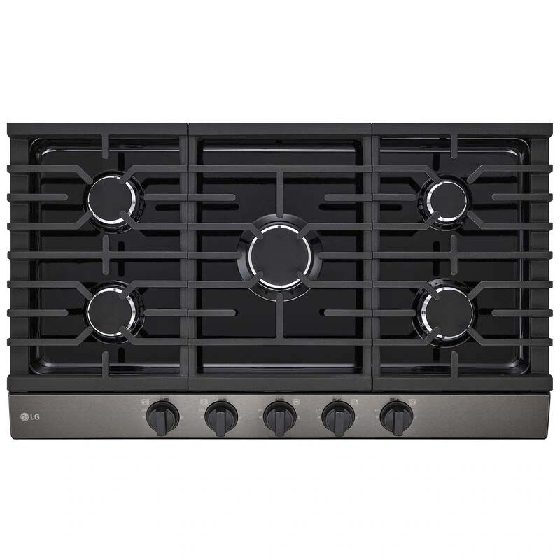 LG 36 in. 5-Burner Natural Gas Cooktop with Simmer Burner & Power Burner - Black Stainless, Black Stainless, hires