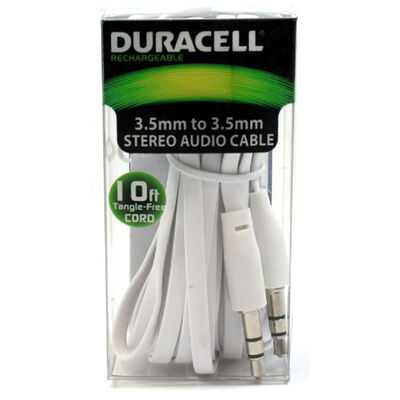 Duracell 10' Braided 3.5mm to 3.5mm Stereo Auxiliary Cable - White | LE2155