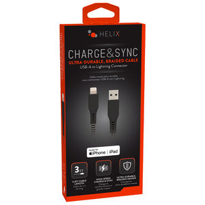 Helix 3ft. USB-A to Lightning Cable (Black), , hires