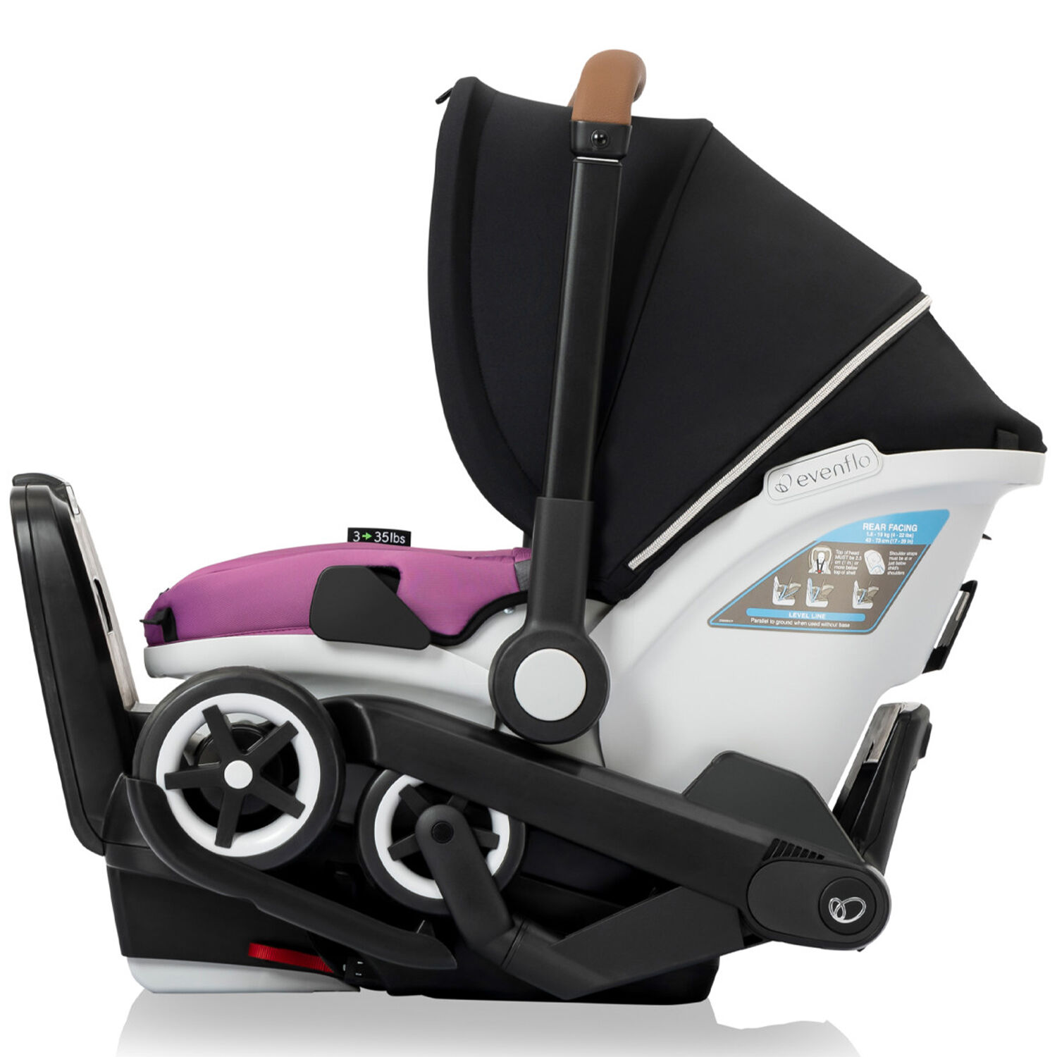 Evenflo Gold Shyft DualRide with Carryall Storage Infant Car Seat Stroller Combo Opal Pink P.C. Richard Son