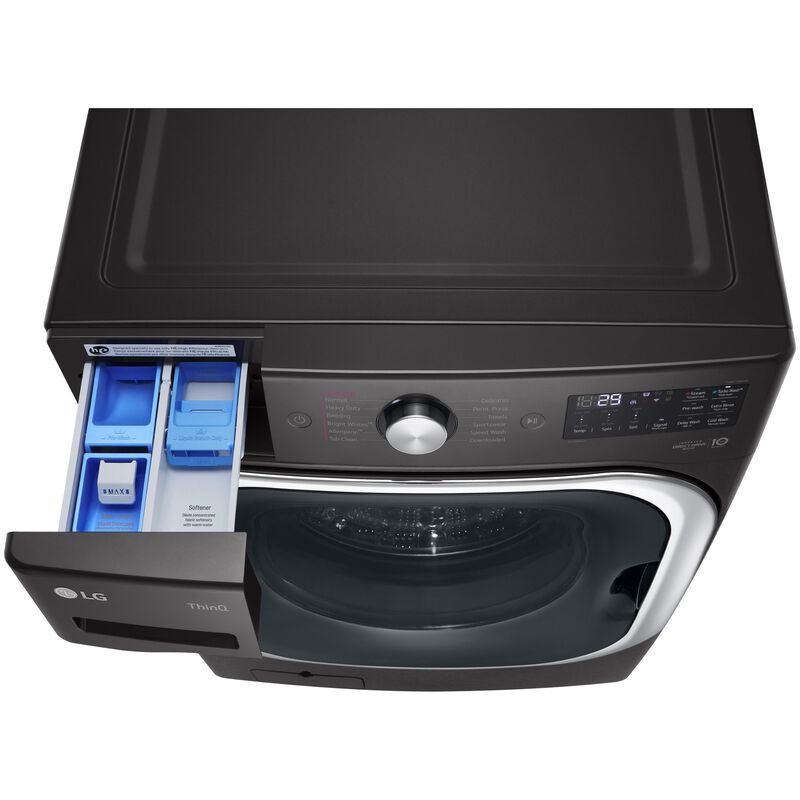 LG 29 in. 5.2 cu. ft. Smart Stackable Front Load Washer with Steam Wash Cycle - Black Steel, , hires