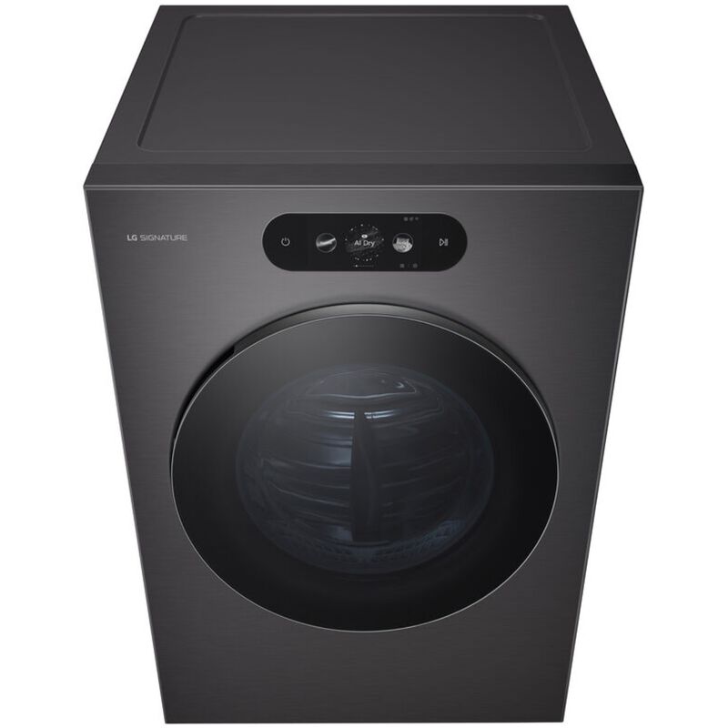 LG SIGNATURE 29 in. 9.0 cu. ft. Smart Stackable Electric Dryer with Built-In Intelligence, TurboSteam, AI Sensor Dry & Sanitize Cycle - Brushed Black Steel, , hires