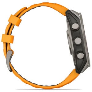 Garmin f nix 8 47 mm, AMOLED Smart Watch - Sapphire, Titanium with Spark Orange/Graphite Silicone Band, , hires