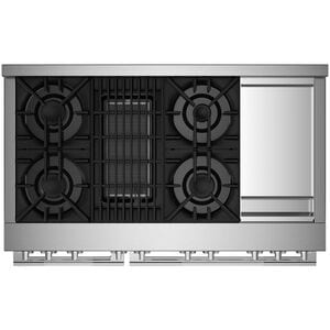 JennAir Rise Series 48 in. 6.3 cu. ft. Smart True European Convection Double Oven Gas Range with 4 Sealed Burners, Grill & Griddle - Stainless Steel, , hires