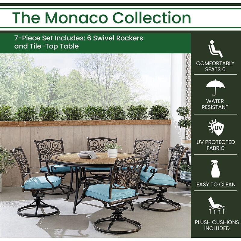 7 piece patio dining set with tile top outlet