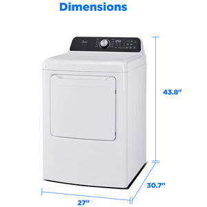 Midea 27 in. 7.0 cu. ft. Smart Electric Dryer with Sensor Dry & Sanitize Cycle - White, White, hires