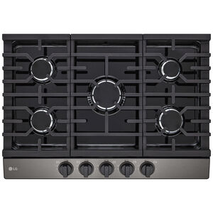 LG 30 in. 5-Burner Natural Gas Cooktop with Simmer Burner & Power Burner - Black Stainless, Black Stainless, hires