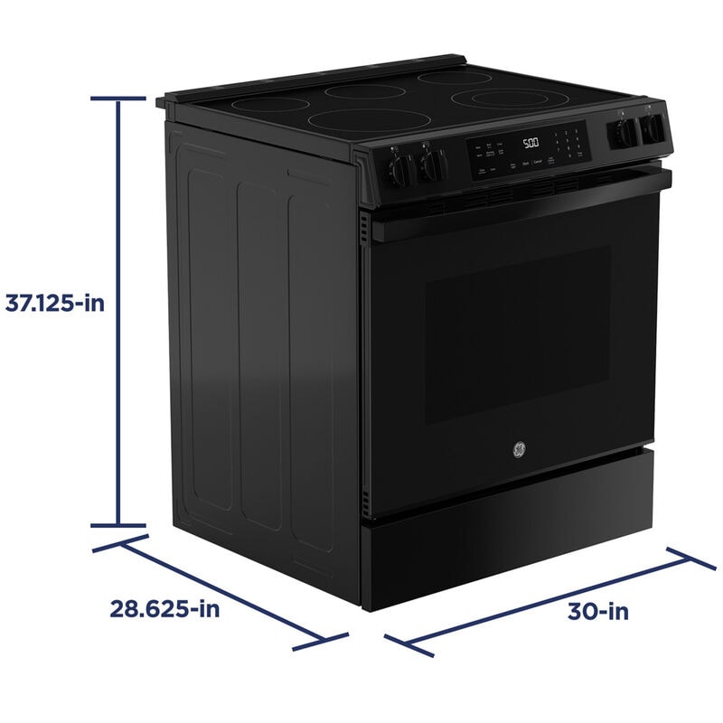 GE 500 Series 30 in. 5.3 cu. ft. Slide-In Electric Range with Radiant Burners - Black, , hires