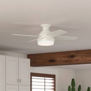 Hunter Dempsey 44 in. Low Profile Ceiling Fan with LED Light Kit and Handheld Remote - Fresh White, Fresh White, hires