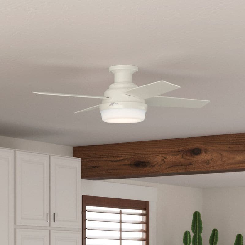 Hunter Dempsey 44 in. Low Profile Ceiling Fan with LED Light Kit and Handheld Remote - Fresh White, Fresh White, hires