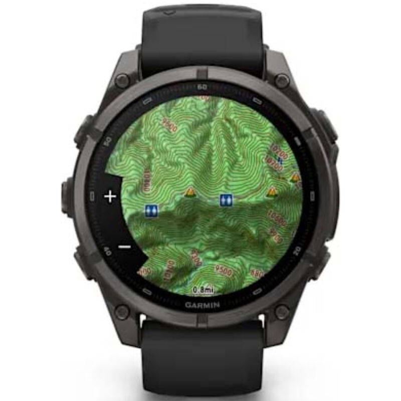 Garmin fenix 9 47 mm, AMOLED Smart Watch - Carbon Gray DLC Titanium with Black Silicone Band, , hires