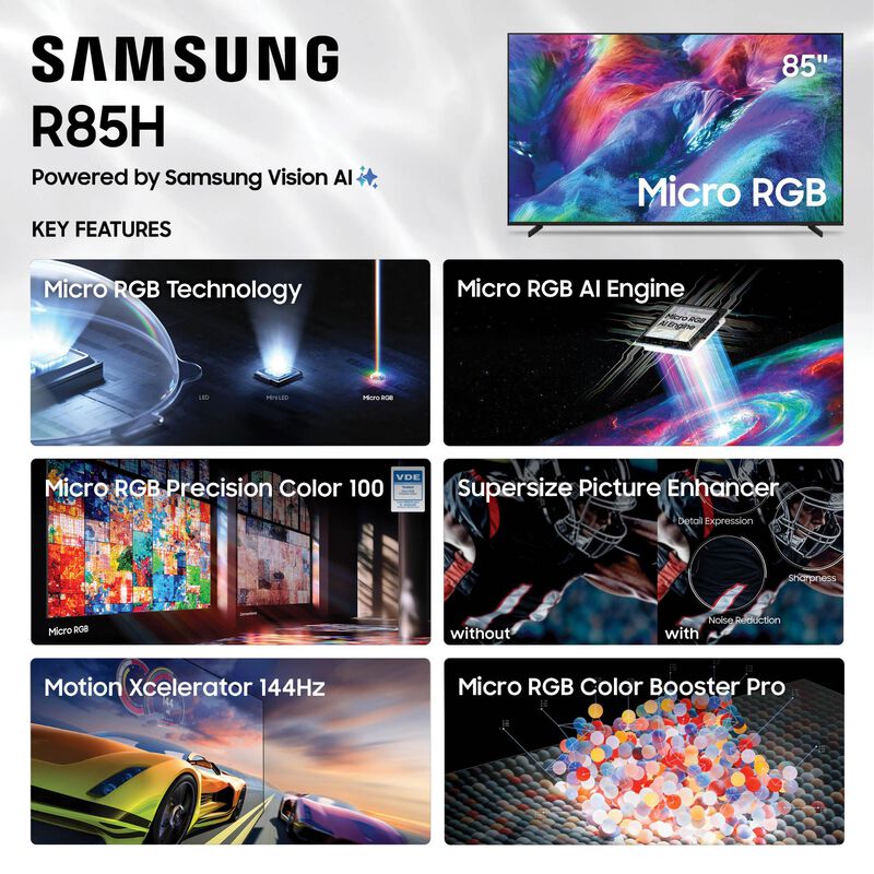 Samsung - 85" Class R85H Micro RGB 4K UHD Smart Tizen TV, , hires