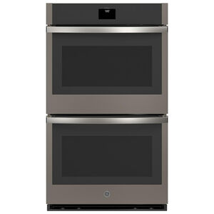 GE 30" 10.0 Cu. Ft. Electric Smart Double Wall Oven with True European Convection & Self Clean - Slate, Slate, hires