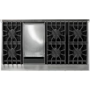 Viking 5 Series 48 in. 6.1 cu. ft. Standard Convection Double Oven Gas Range with 6 Sealed Burners & Griddle - Stainless Steel, , hires