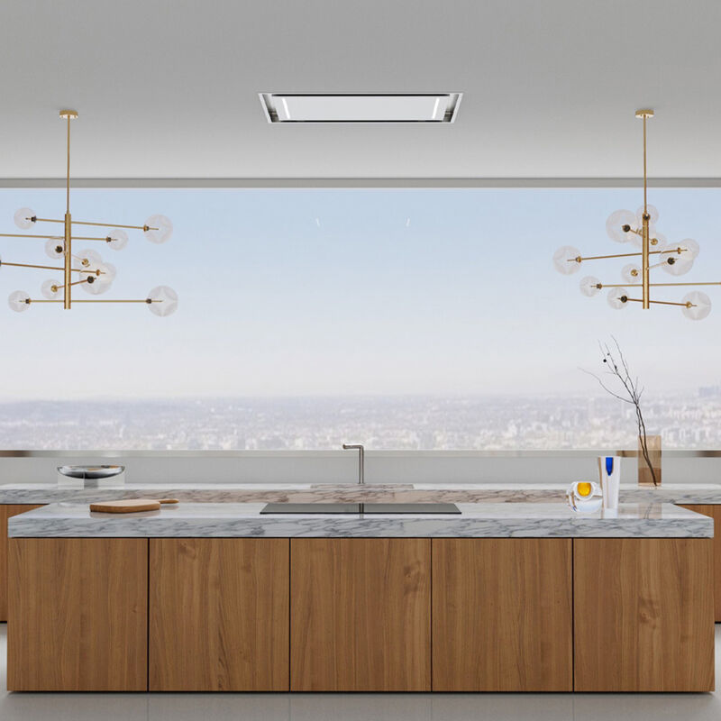 XO Ceiling Style Range Hood with 3 Speed Settings, 600 CFM & 2 LED Lights - Stainless Steel, , hires