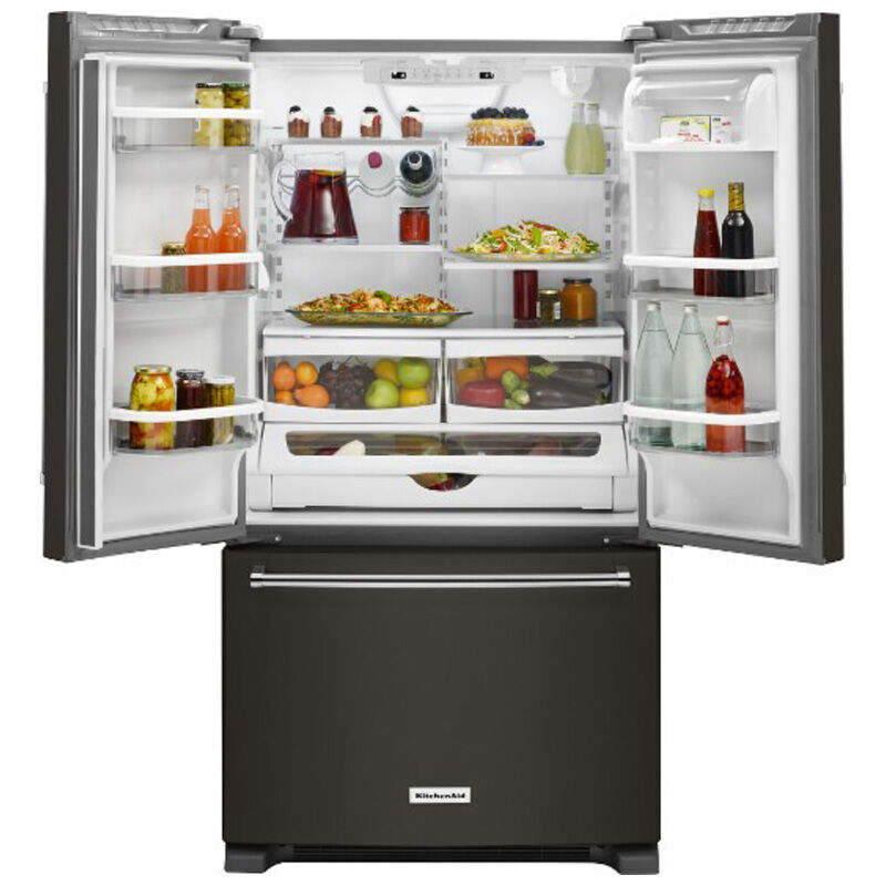 KitchenAid 36 in. 20.0 cu. ft. Counter Depth French Door Refrigerator with Internal Water Dispenser - Black Stainless Steel, , hires