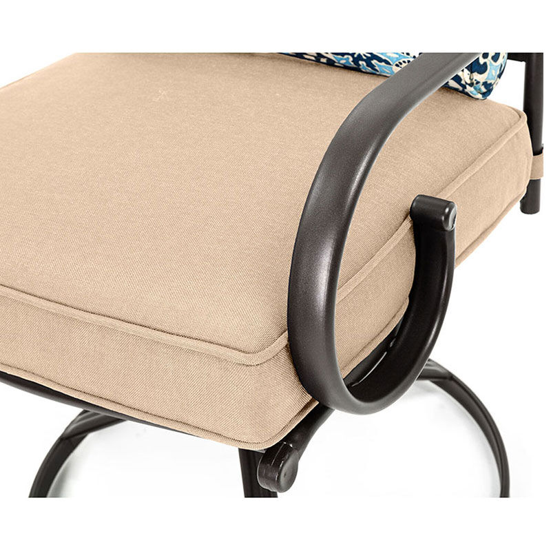 Hanover Montclair 3-Piece Bistro Dining Set with 2 Swivel Rockers and a 27" Square Table - Tan/Brown, , hires