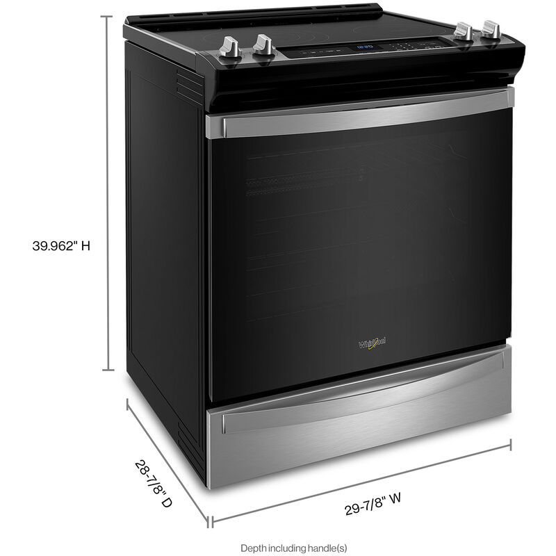 Whirlpool 30 in. 6.4 cu. ft. Air Fry Convection Oven Slide-In Electric Range with 5 Smoothtop Burners - Fingerprint Resistant Stainless Steel, , hires