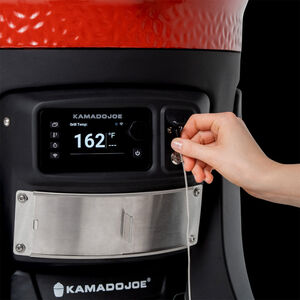 Kamado Joe Konnected Joe 18 in. Single Rack Charcoal Smoker with Built-In Thermometer & Side Table - Red, , hires