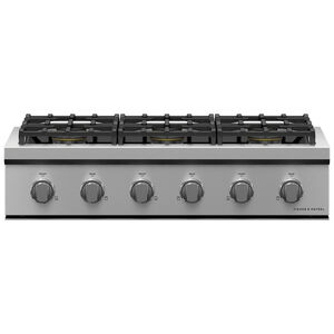Fisher & Paykel Series 9 36 in. 6-Burner LP Gas Rangetop with Simmer Burner & Power Burner - Stainless Steel, , hires