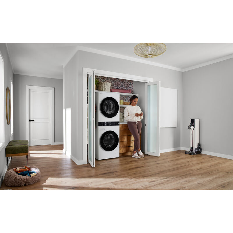 LG 24 in. 2.8 cu. ft. Smart Electric Front Load Ventless Heat Pump WashTower with Center Control, Sensor Dry, Sanitize & Steam Cycle - White, , hires