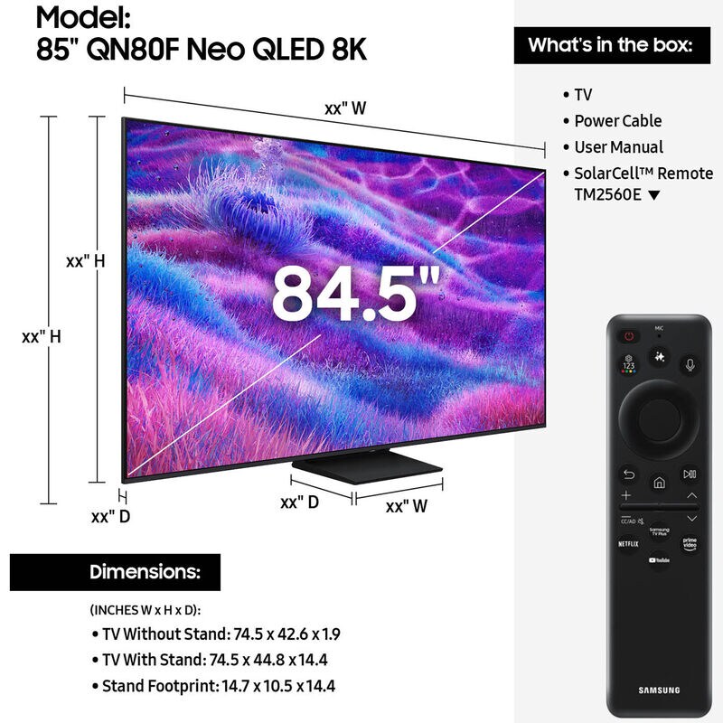 Samsung - 85" Class QN80F Neo QLED 4K UHD Samsung Vision AI Smart TV, , hires