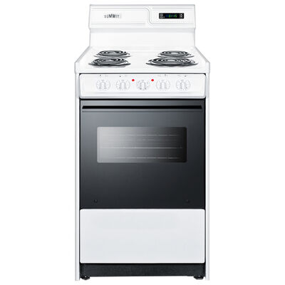 Summit 20 in. 2.4 cu. ft. Oven Freestanding Electric Range with 4 Coil Burners - White | WEM130DK