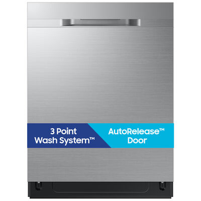 Samsung 24 in. Top Control Flush-Mount Dishwasher with 48 dBA Sound Level, 3rd- Rack, AutoRelease Door Drying & Pocket Handle - Fingerprint Resistant Stainless Steel | DW70H83YEUR