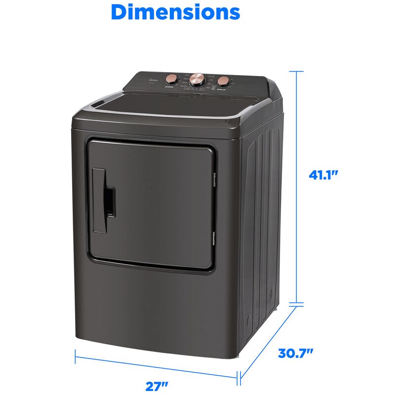 Midea 27 in. 7.0 cu. ft. Gas Dryer with Sensor Dry - Metallic Gray, Metallic Gray, hires