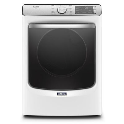 Maytag 27 in. 7.3 cu. ft. Smart Stackable Electric Dryer with Extra Power Button, Industry-Exclusive Extra Moisture Sensor, Sanitize & Steam Cycle - White | MED8630HW