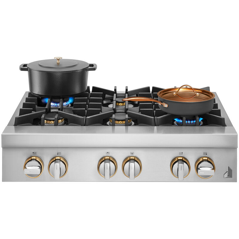 JennAir Rise 36 in. 6-Burner Natural Gas Rangetop with Simmer Burner & Power Burner - Stainless Steel, , hires