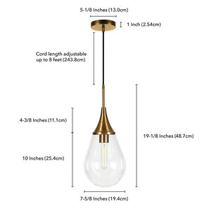 Hudson & Canal Ambrose 7.6 in. Pendant with Clear Glass - Brass, , hires
