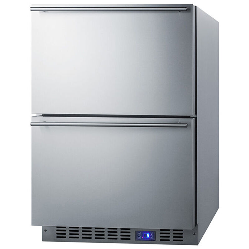 Summit 24 in. 4.2 cu. ft. Built-In Frost Free Double Freezer Drawers - Stainless Steel/Panel Ready, , hires