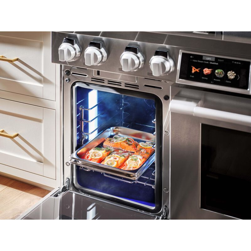 SKS 48 in. 7.9 cu. ft. Smart Standard Convection Steam Double Oven Dual Fuel Range with 6 Sealed Burners & Griddle - Stainless Steel, , hires
