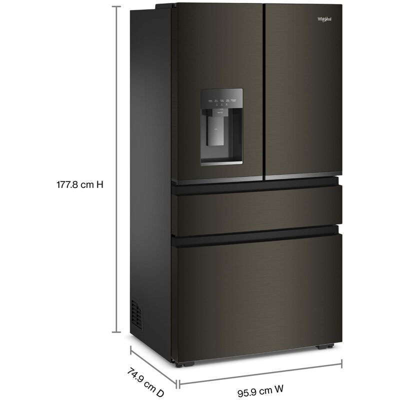 Whirlpool 36 in. 21.9 cu. ft. Smart Counter Depth 4-Door French Door Refrigerator with Ice & Water Dispenser - Black Stainless, , hires