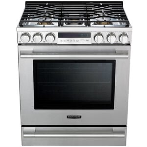 Signature Kitchen Suite 30 in. 6.3 cu. ft. Smart Standard Convection Slide-In Gas Range with 5 Sealed Burners & Griddle - Stainless Steel, , hires